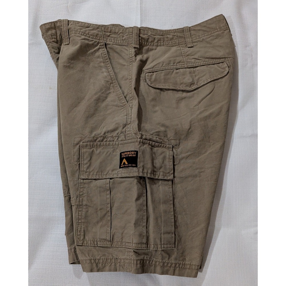 Superdry Mens Cotton Khaki Cargo Shorts Sz 36X10 Utility Grunge Gorpcore Skater - Picture 3 of 4